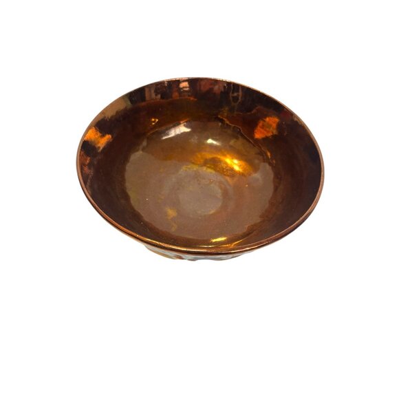 Vintage Copper Lusterware Reindeer Christmas Bowl Made In England - Picture 3 of 15